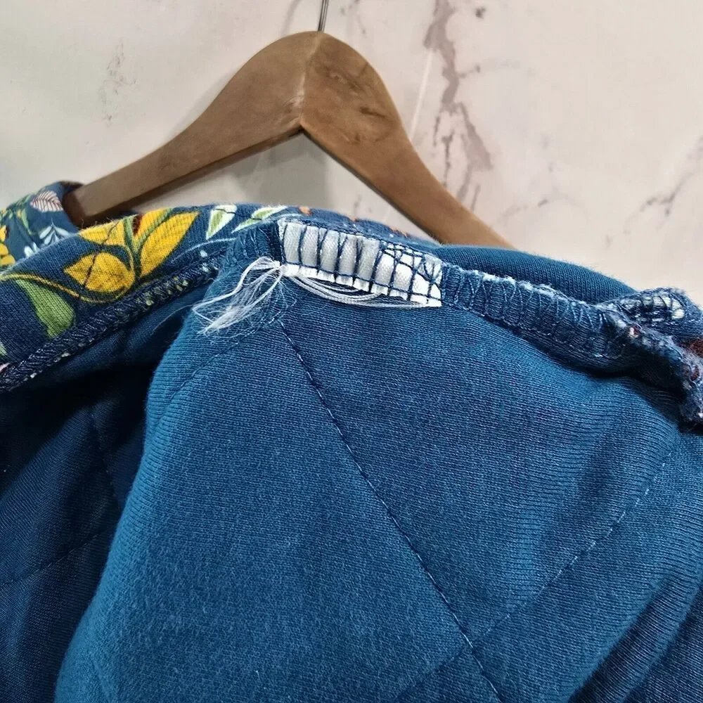 Talbots Pullover Womens Large Woodland Ditsy Quilted Sweatshirt Fox Deer Acorn - Picture 9 of 12